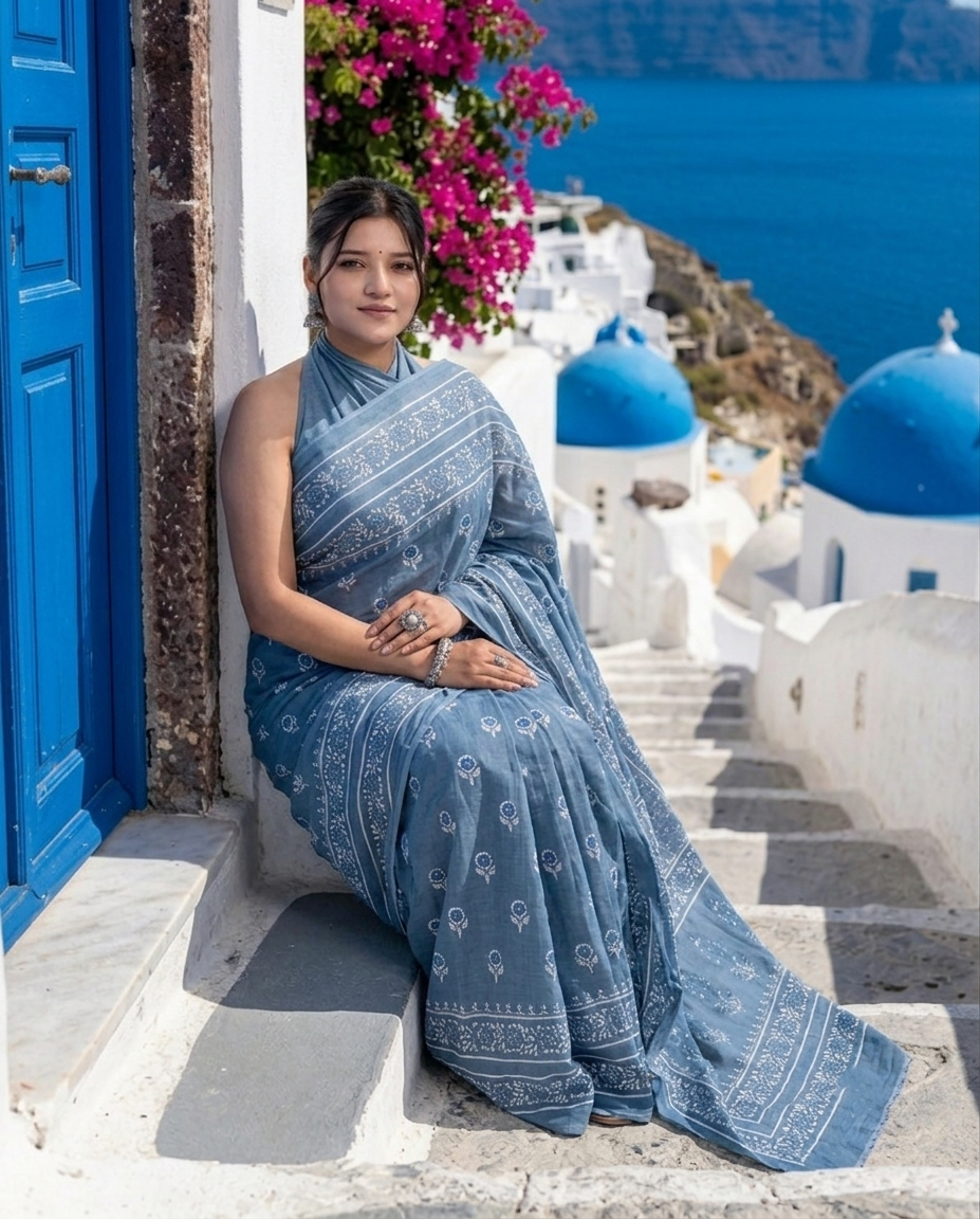 Ishani Dusty Indigo Saree