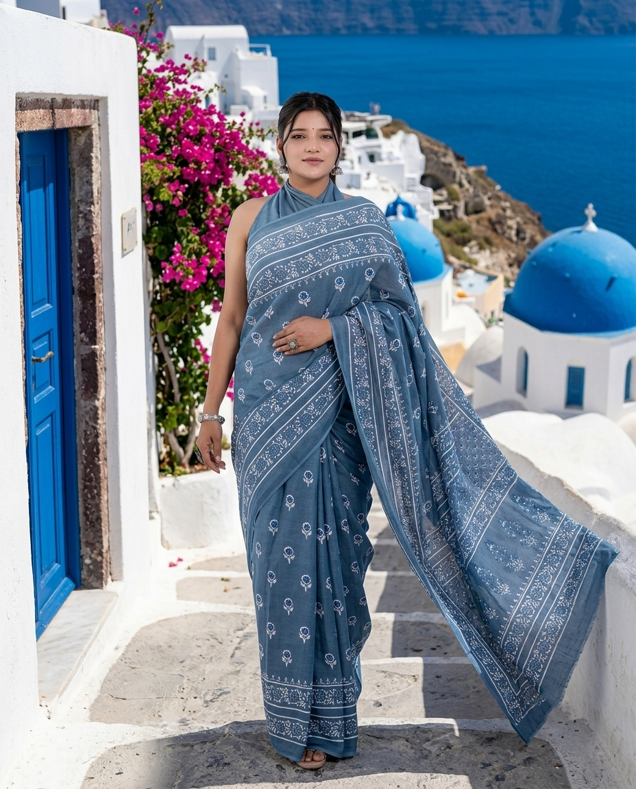 Ishani Dusty Indigo Saree