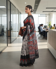 Crimson Mosaic Office Saree ⭐