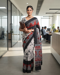 Crimson Mosaic Office Saree ⭐