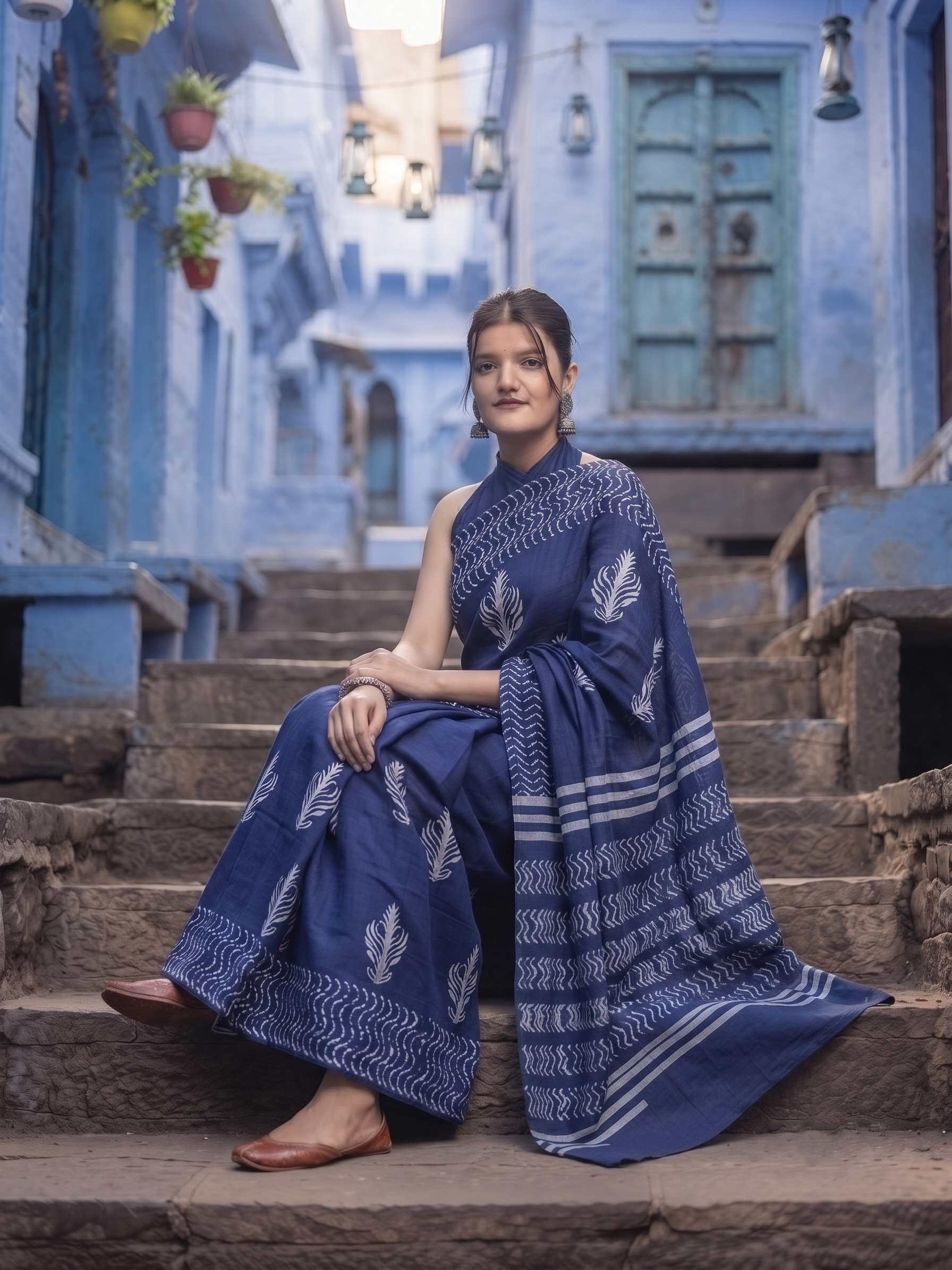 Navyanshi Indigo  Saree