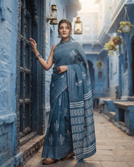Vyomika Ocean Blue Saree