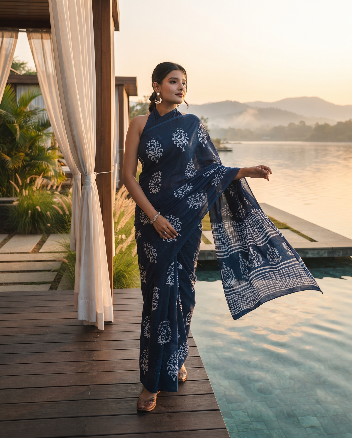 Indrisha Midnight Blue Saree