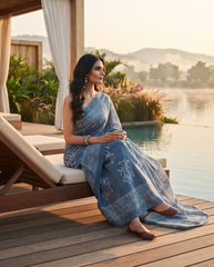 Aarunya Mist Blue Saree