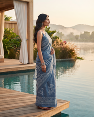 Aarunya Mist Blue Saree