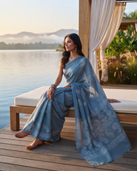 Saanvika Sky Blue Saree