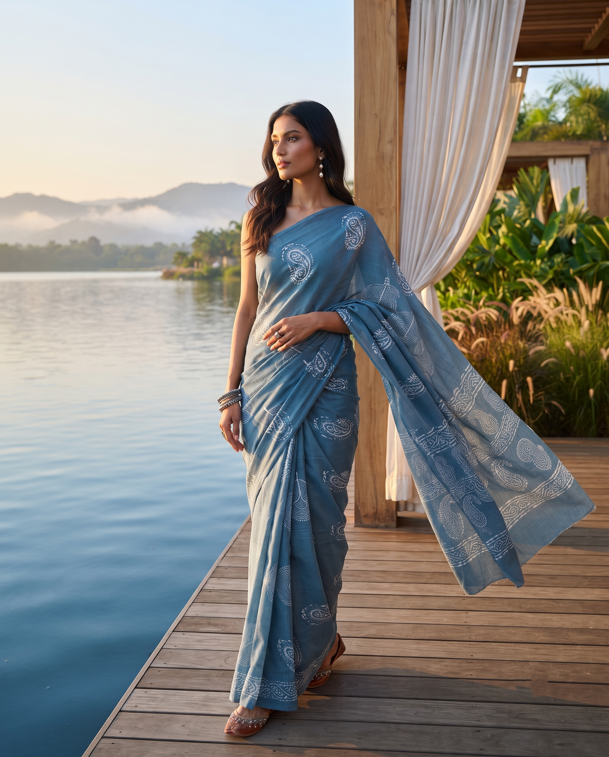 Saanvika Sky Blue Saree