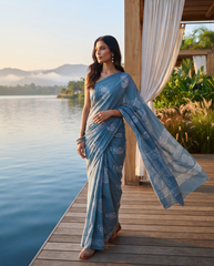 Saanvika Sky Blue Saree