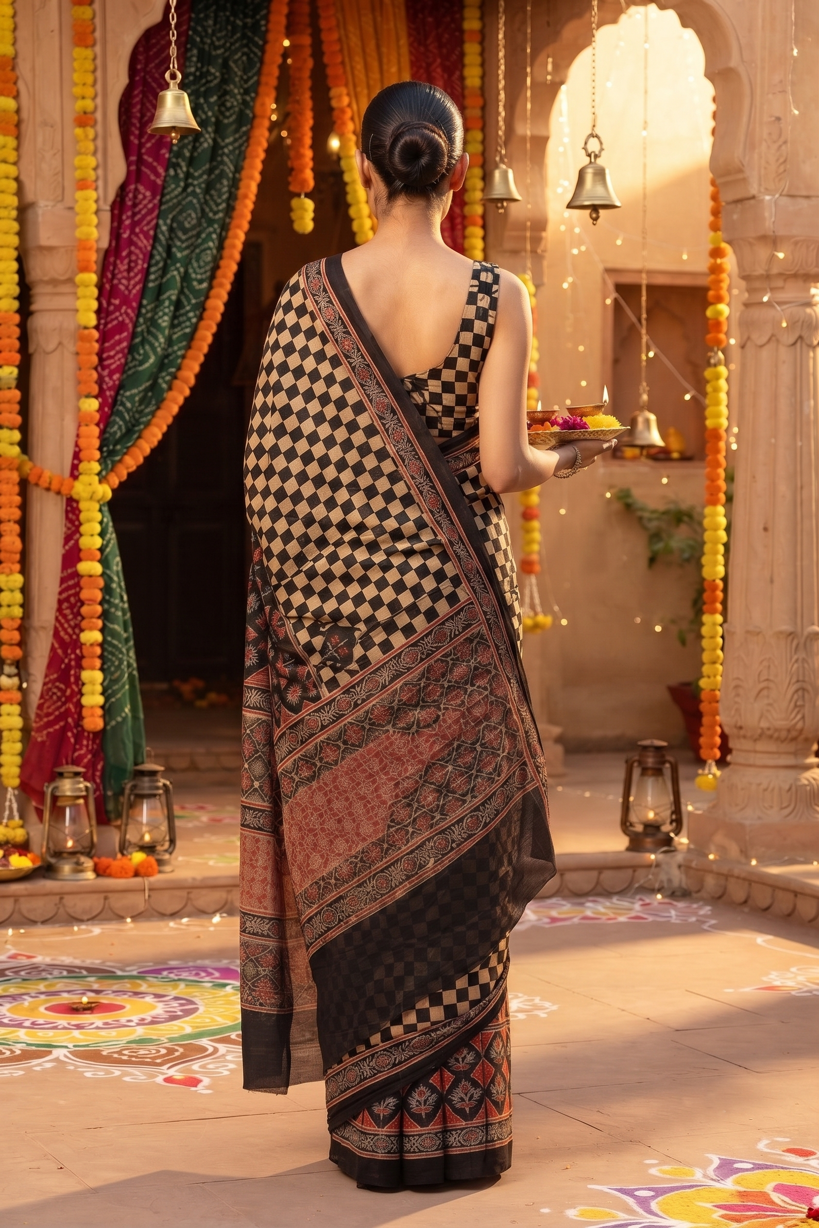 Navrang Checkered Festive Saree