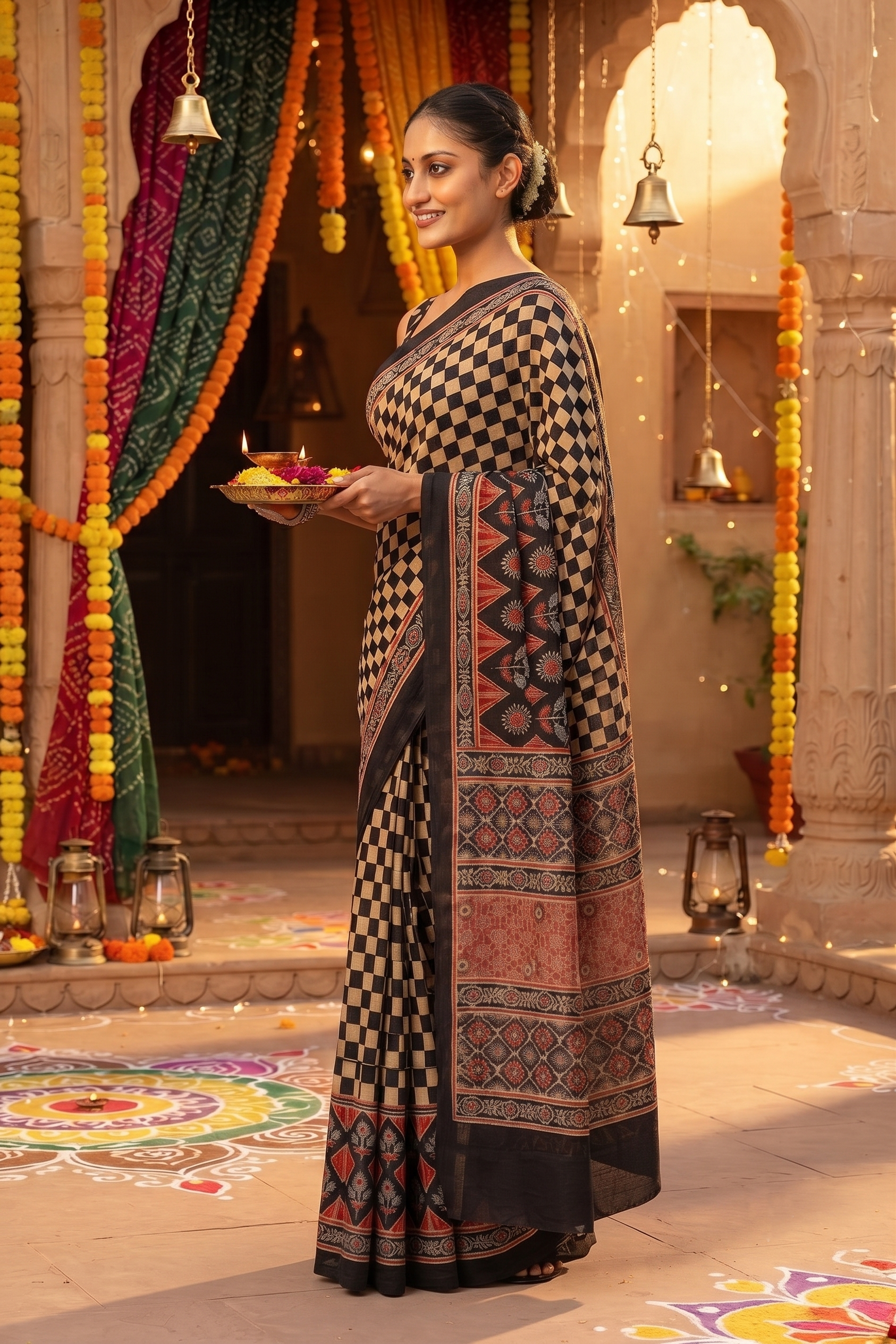 Navrang Checkered Festive Saree