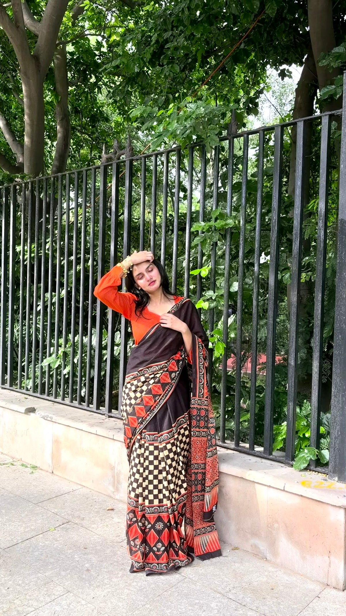 Navrang Checkered Festive Saree
