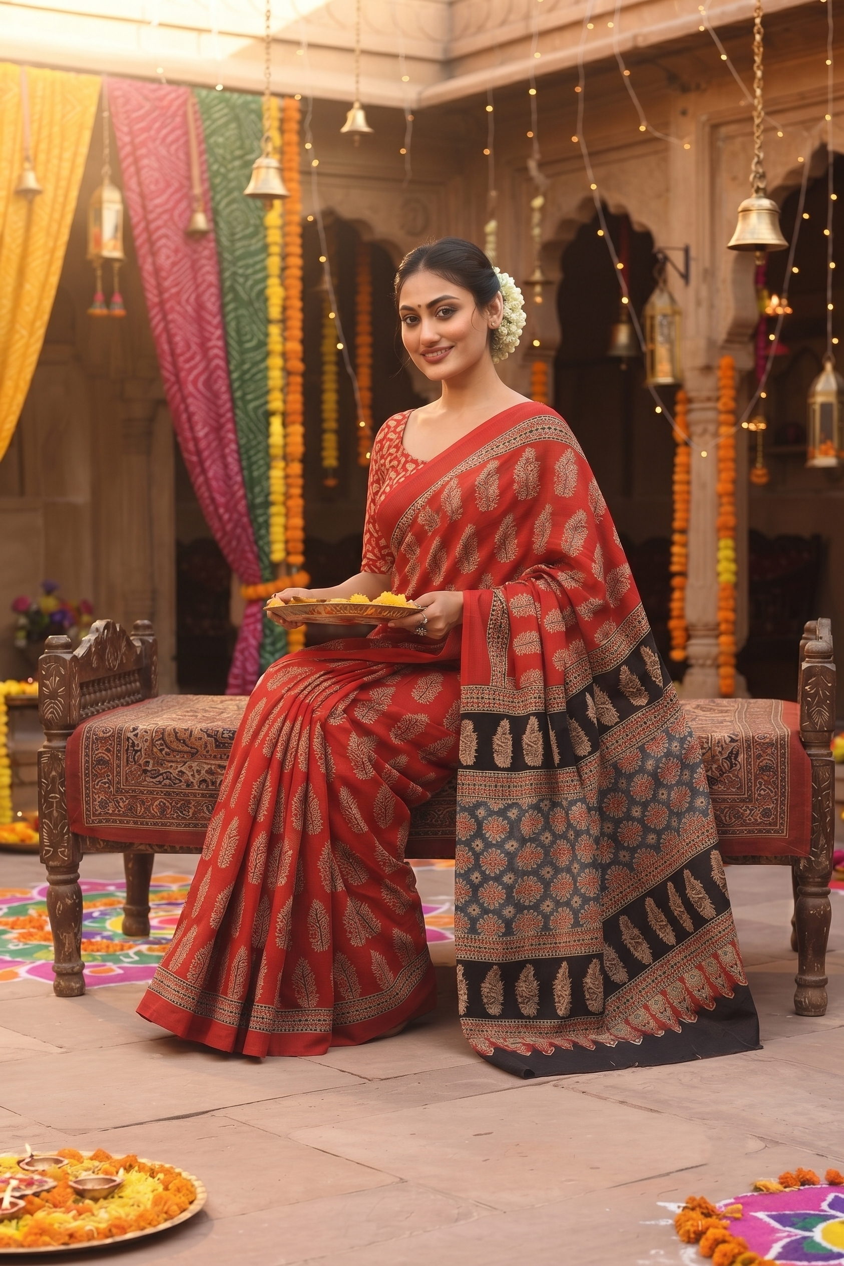 Ruby Blossom Saree