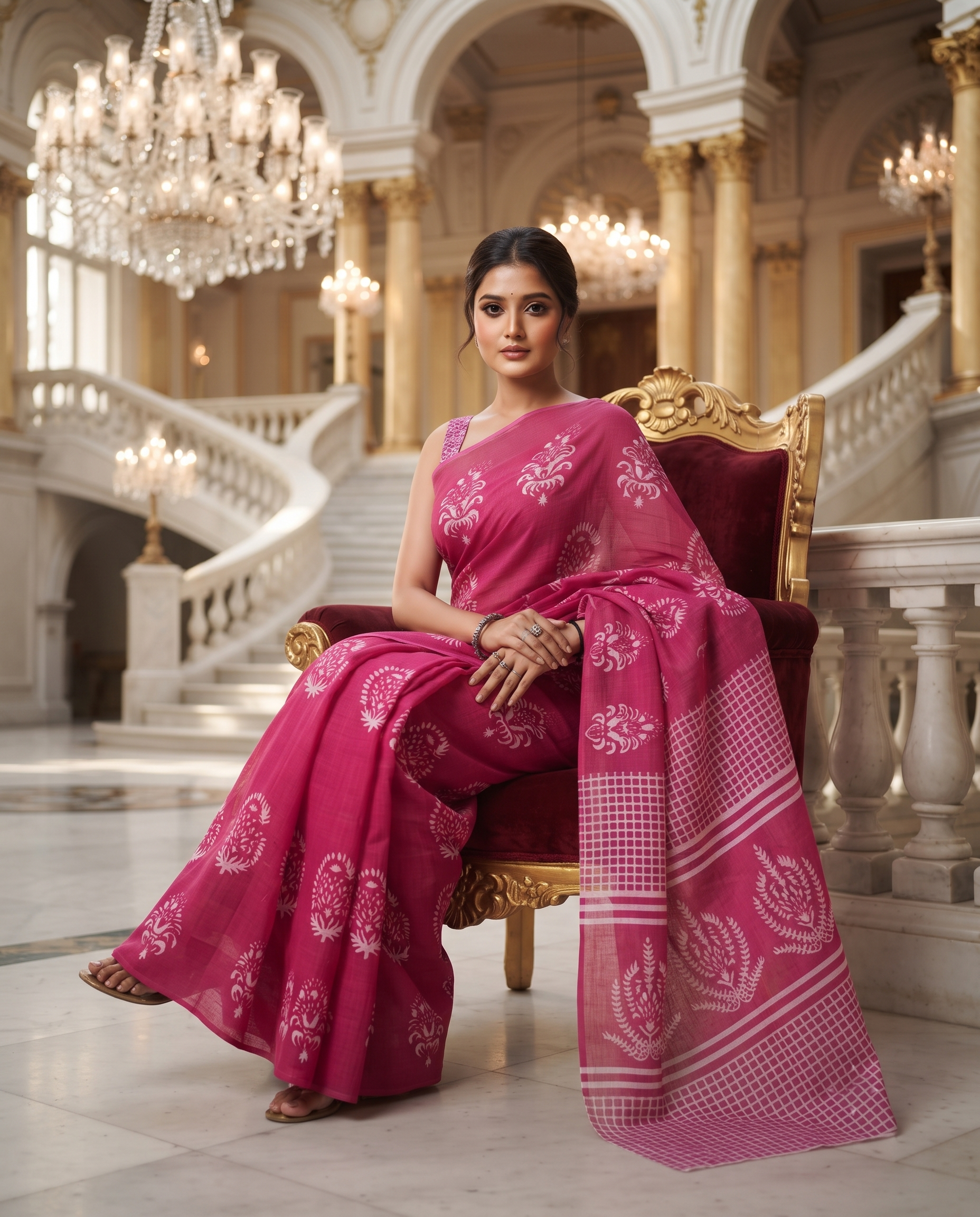 Royal Fuchsia Blossom Saree