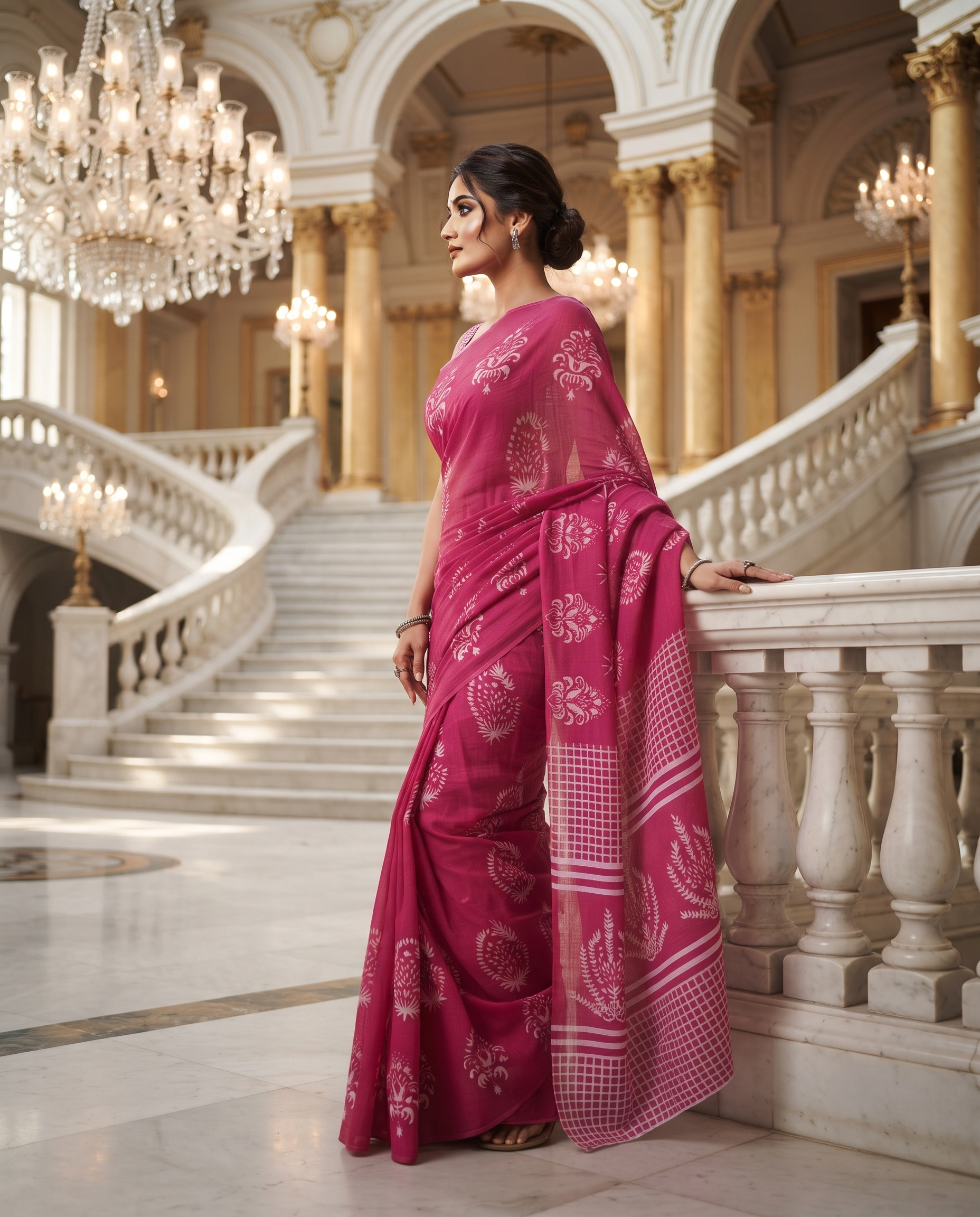Royal Fuchsia Blossom Saree