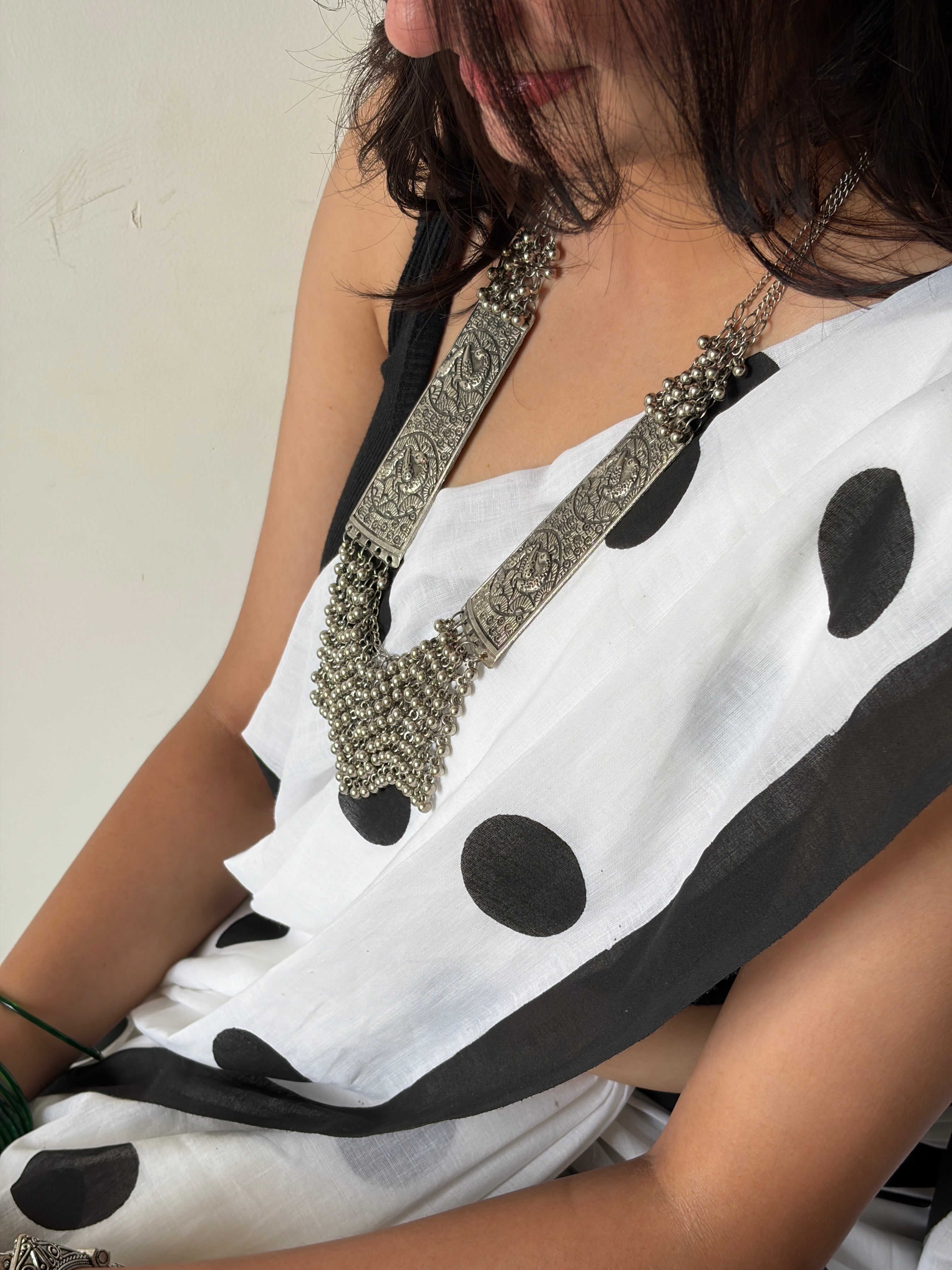Ivory Polka Dot Saree ⭐