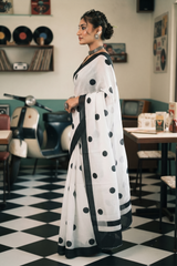 Ivory Polka Dot Saree ⭐