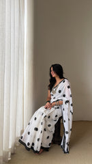 Ivory Polka Dot Saree ⭐