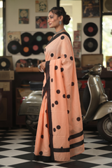 Peach Polka Dot Saree ⭐