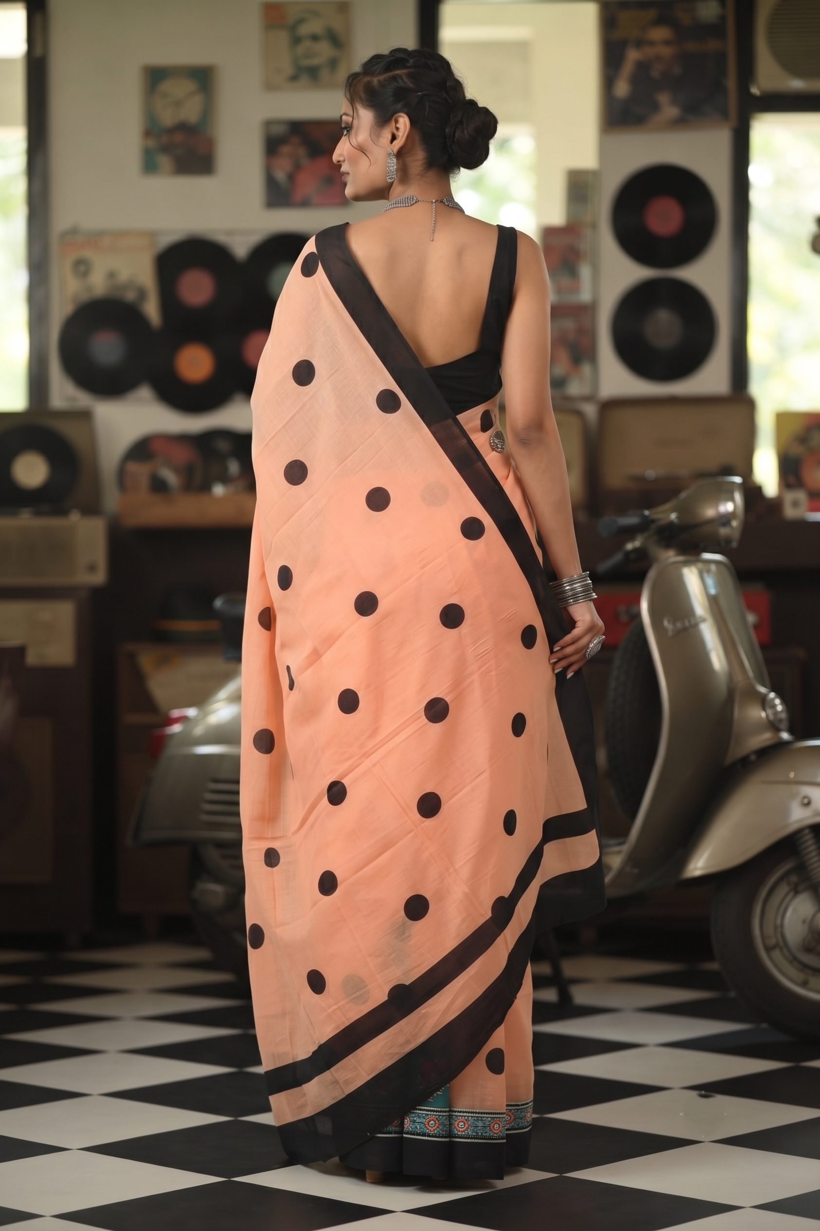 Peach Polka Dot Saree ⭐