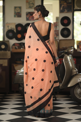 Peach Polka Dot Saree ⭐