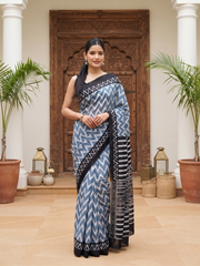Elanvi Slate Blue Saree