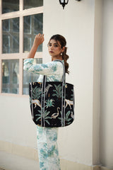 Handcrafted Jungle-Print Tote Bag for Indian Women – Eco-Friendly, Spacious & Stylish | Luxebyflavia | Hand Bag