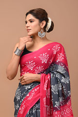 Exclusive Printed Pure Cotton Mulmul Saree With Blouse