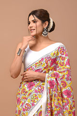Exclusive Printed Pure Cotton Mulmul Saree With Blouse