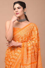 Exclusive Printed Pure Cotton Mulmul Saree With Blouse