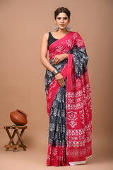 Exclusive Printed Pure Cotton Mulmul Saree With Blouse