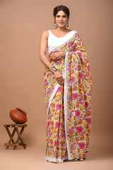 Exclusive Printed Pure Cotton Mulmul Saree With Blouse