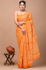 Exclusive Printed Pure Cotton Mulmul Saree With Blouse