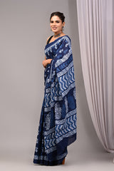Exclusive Printed Pure Cotton Mulmul Saree With Blouse