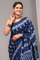Exclusive Printed Pure Cotton Mulmul Saree With Blouse