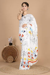 Exclusive Printed Pure Cotton Mulmul Saree With Blouse