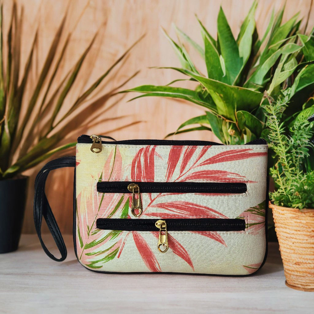 Palm Leaf Zipper Clutch | Luxebyflavia | Hand Bag